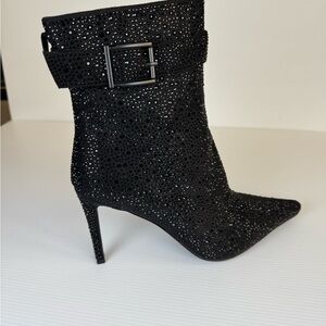 Sparkly Rhinestone Stiletto Ankle Boots Glam Party Concert Bootie Size 9